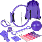 Set 13 Pz Pilates Viola Kit Fitness da Casa con Anello Palla e Fasce
