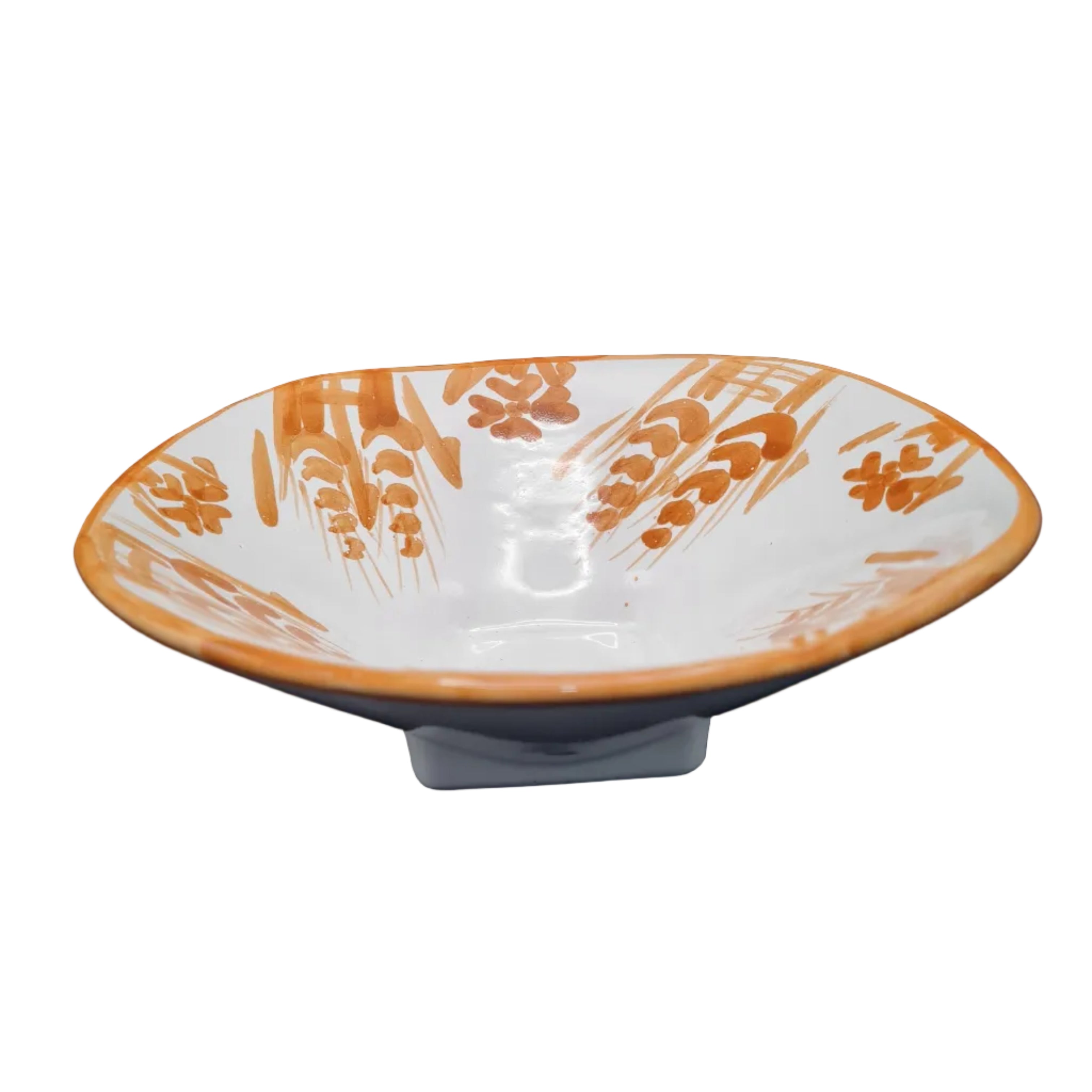 Centro Tavola Ceramica Dipinta a Mano 20cm - Fruttiera Rustica Spighe e Fiori
