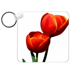 Portachiavi Quadrato Tulipani Rossi 6x6 cm | accessorio elegante