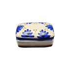 Portagioie Rettangolare in Ceramica Dipinto a Mano Made in Italy – Motivo Floreale Blu