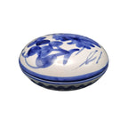 Portagioie in Ceramica Blu e Bianca con Coperchio - Motivo Floreale Artigianale