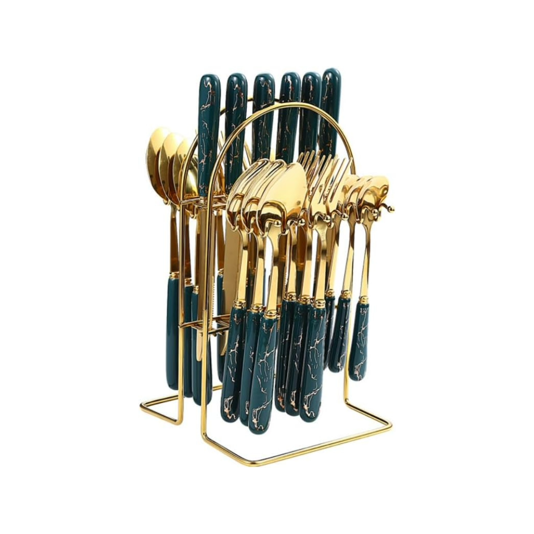 Set di Posate 24 Pezzi in Acciaio Inossidabile – Servizio per 6 Persone – Lucidatura a Specchio – Lavabile in Lavastoviglie - 5 colori