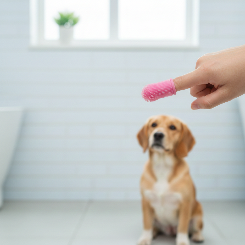 Set 3 Spazzolini da Dito in Silicone Morbido per Igiene Orale Cani e Gatti