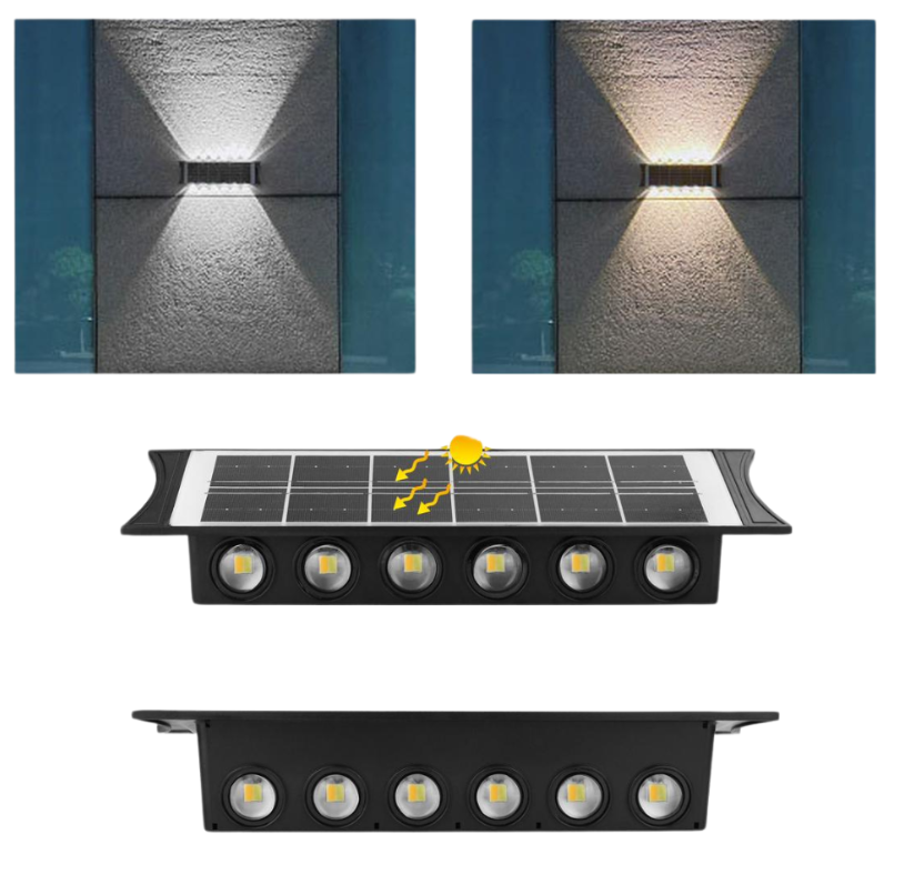 Lampada Solare da Parete con 12 LED, Luce Bianca Fredda