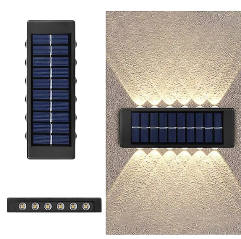 Lampada Solare da Parete con 12 LED, Luce Bianca Fredda