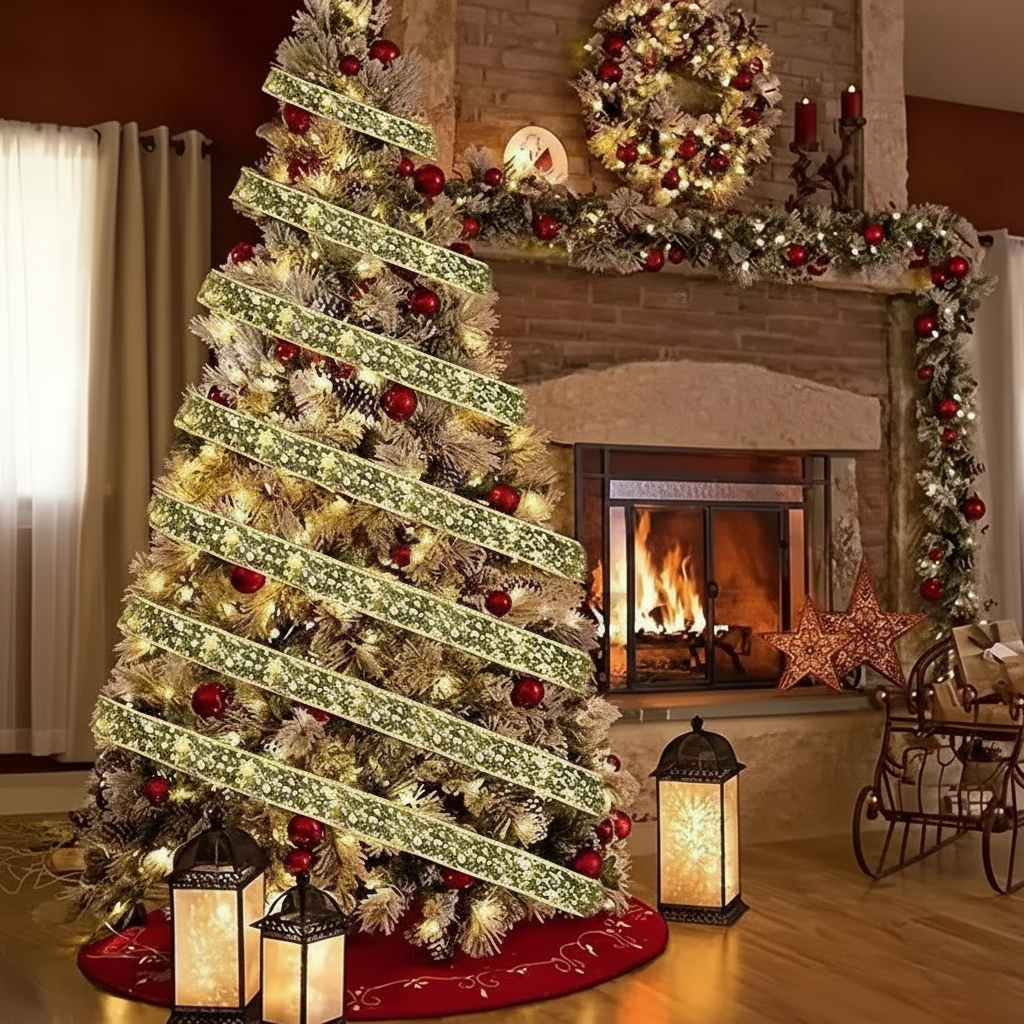 Nastro di Natale Luminoso con Luci LED - Decorazione Natalizia ORO 5 metri