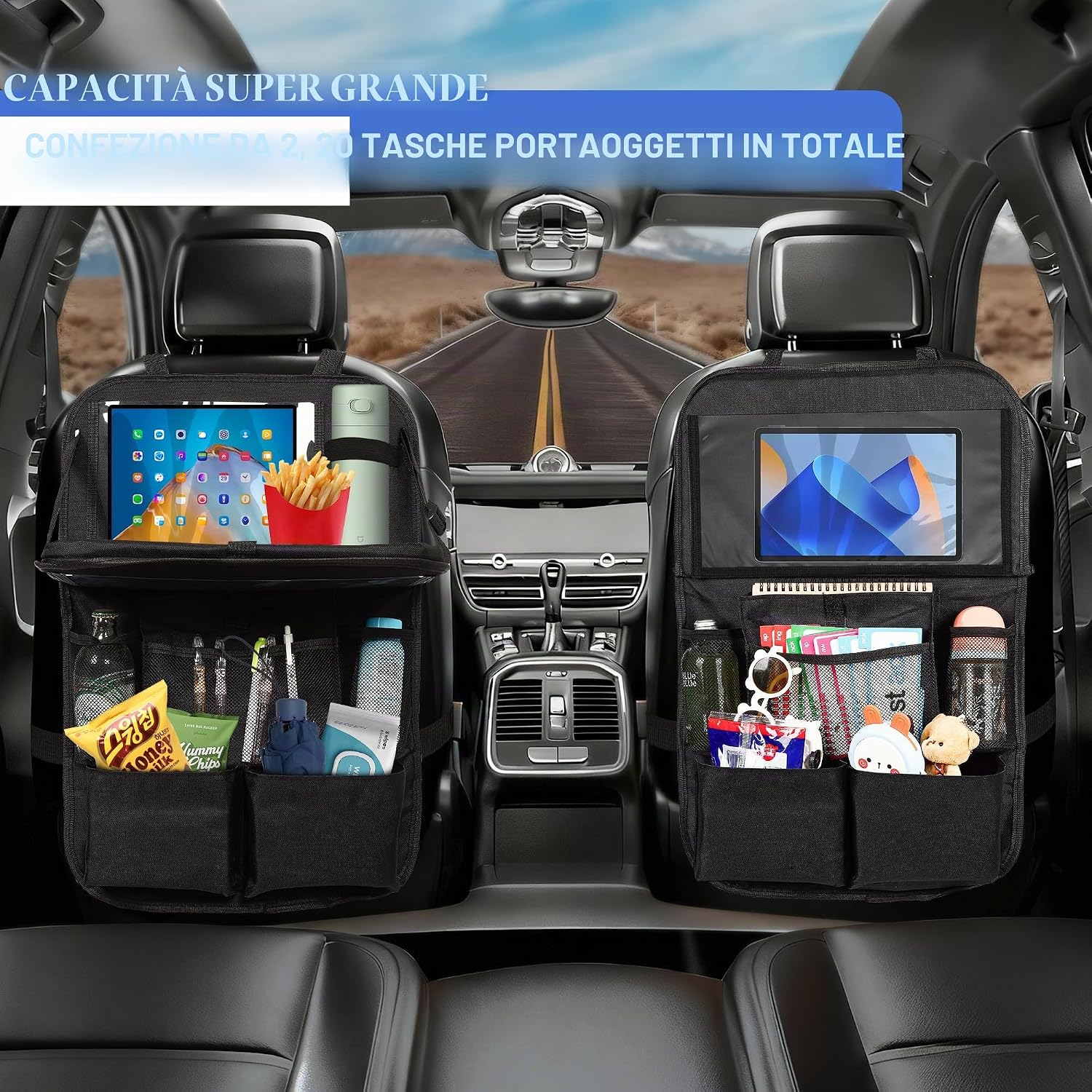 Organizer da auto impermeabile con tavolino pieghevole e 10 tasche