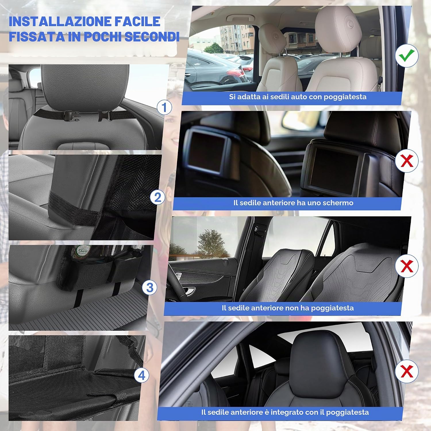 Organizer da auto impermeabile con tavolino pieghevole e 10 tasche