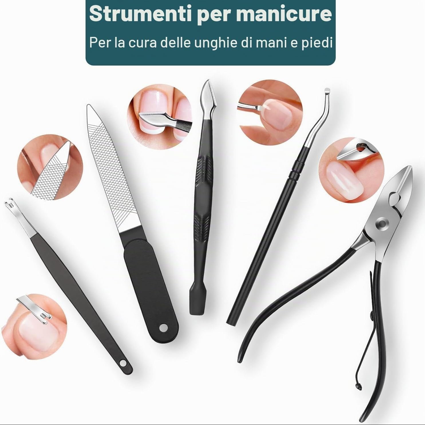 Set Manicure e Pedicure Professionale 18 Pezzi con Custodia