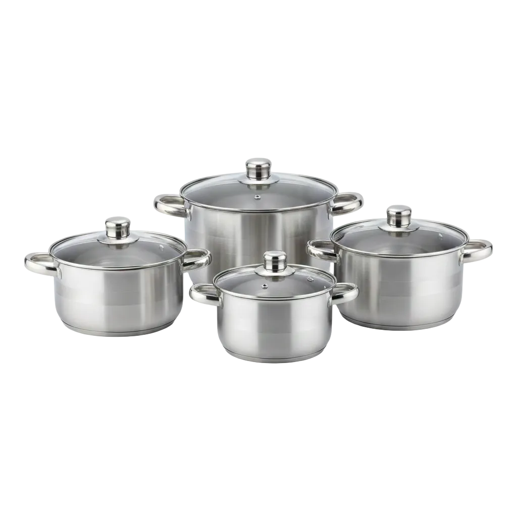 Set Pentole 8 Pezzi – Acciaio Inox per Tutti i Piani Cottura