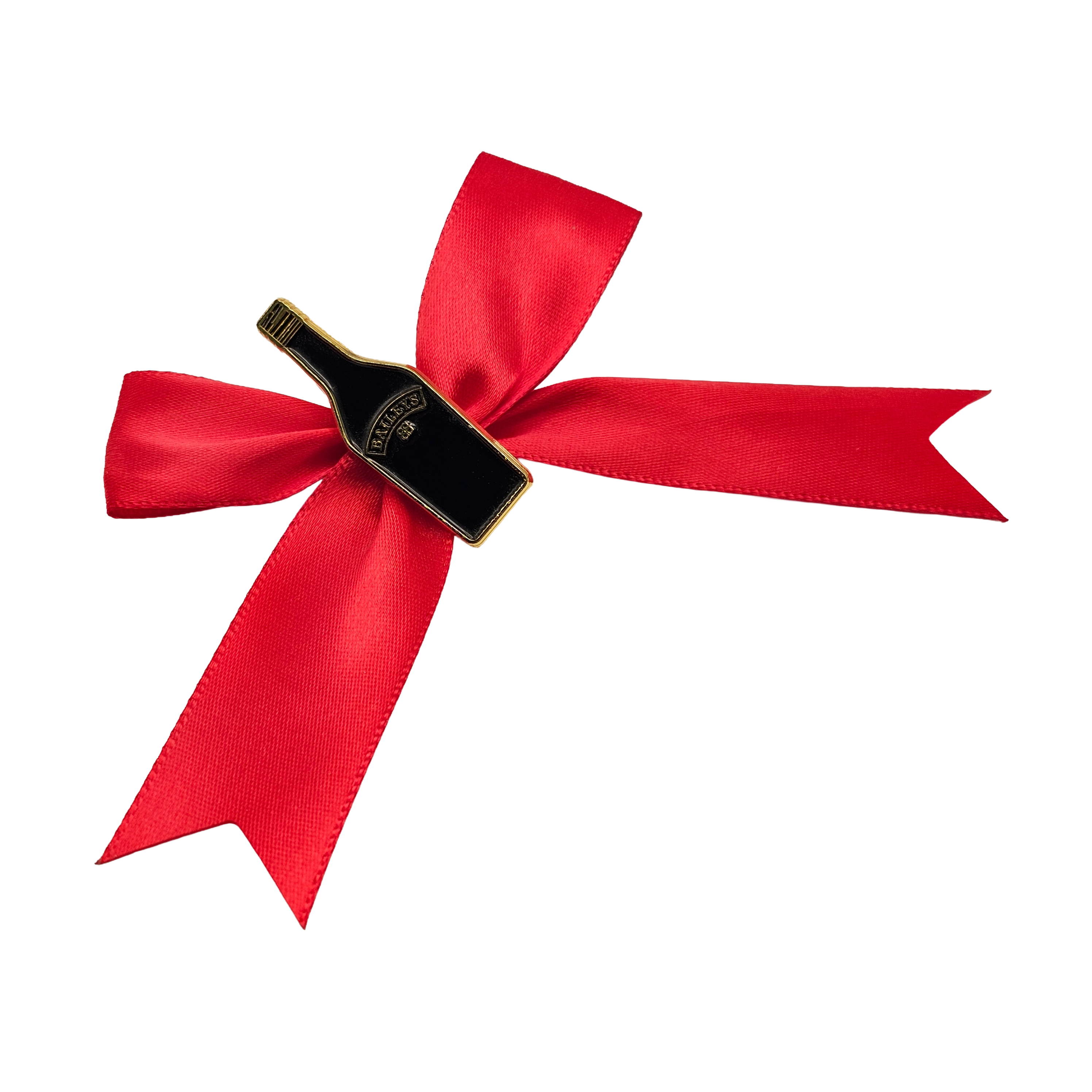 Spilla Decorativa Baileys Irish Cream – Miniatura Smaltata con Fiocco Rosso