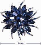 Spilla Elegante a Forma di Fiore con Cristalli Blu Brightness
