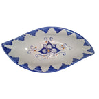 Vassoio Centrotavola Ceramica Artistica Foglia - Decorato a Mano Blu Cobalto