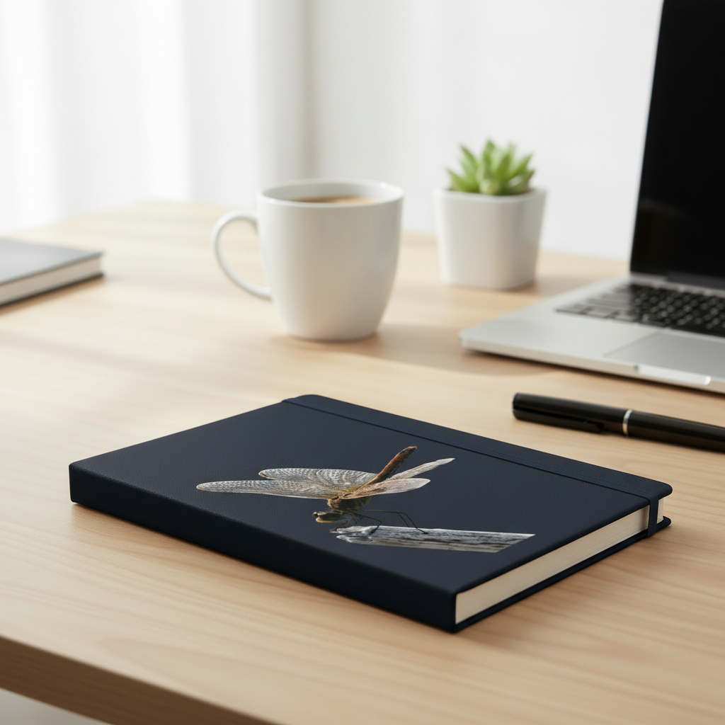 Taccuino Notebook A5 Blu Notte Libellula Quaderno Flessibile con Elastico