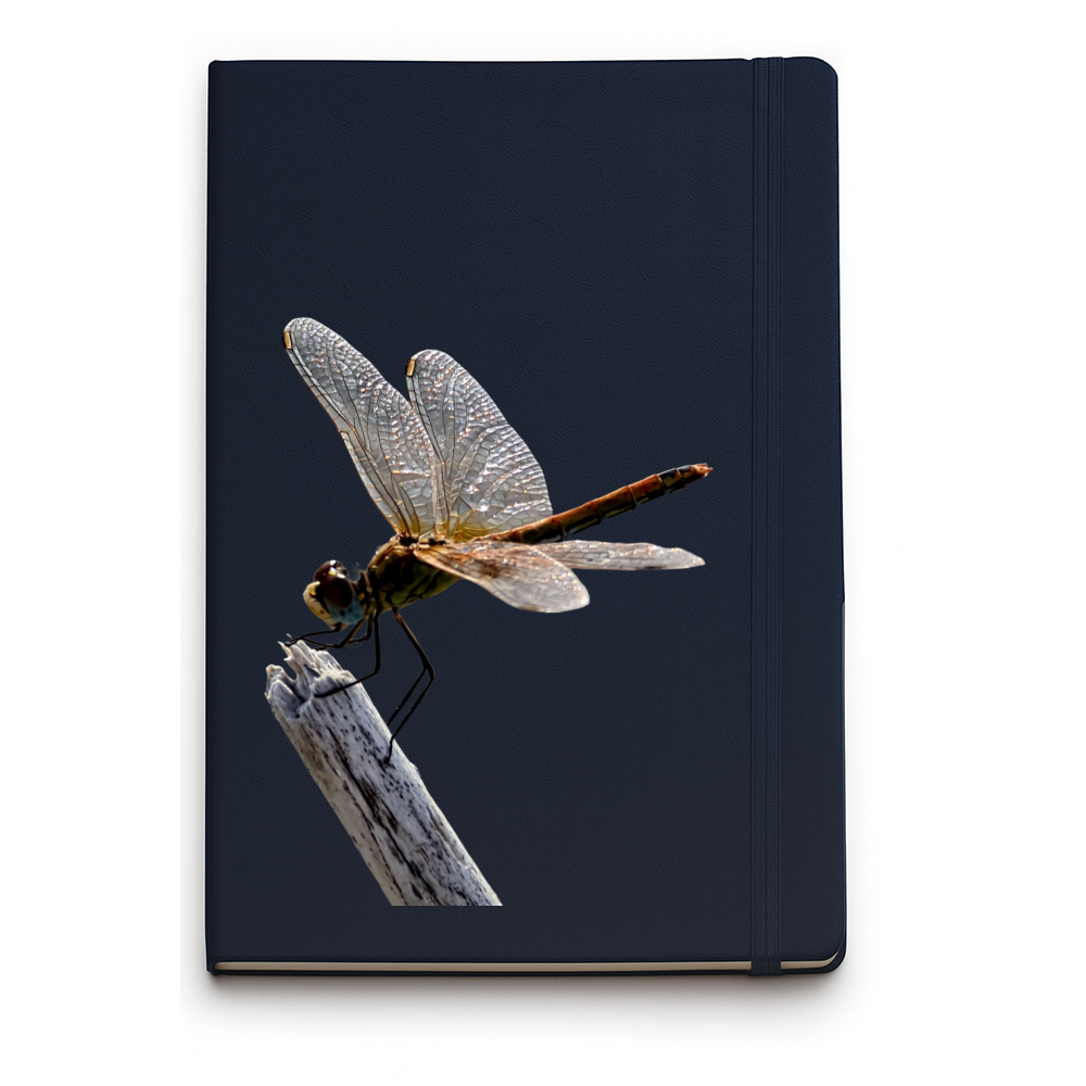 Taccuino Notebook A5 Blu Notte Libellula Quaderno Flessibile con Elastico