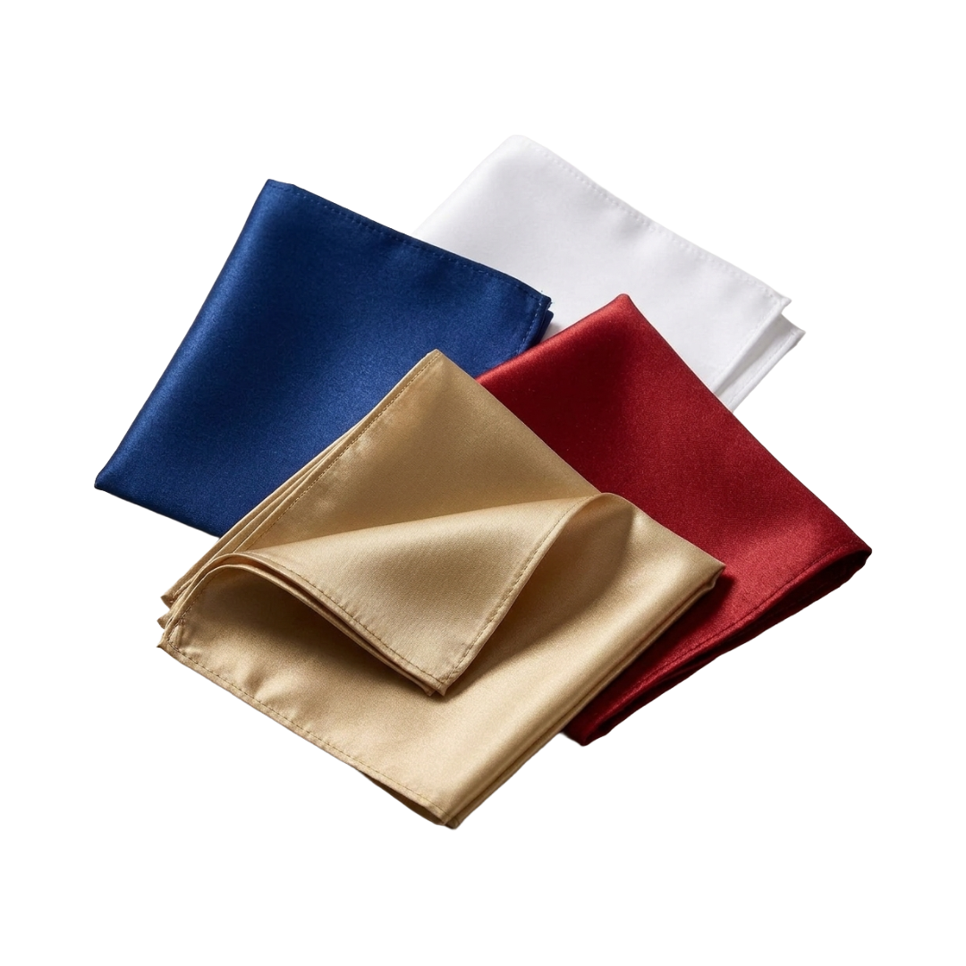 Set 4 Pochette da Taschino Pre-Piegate per Uomo Tinta Unita Eleganti