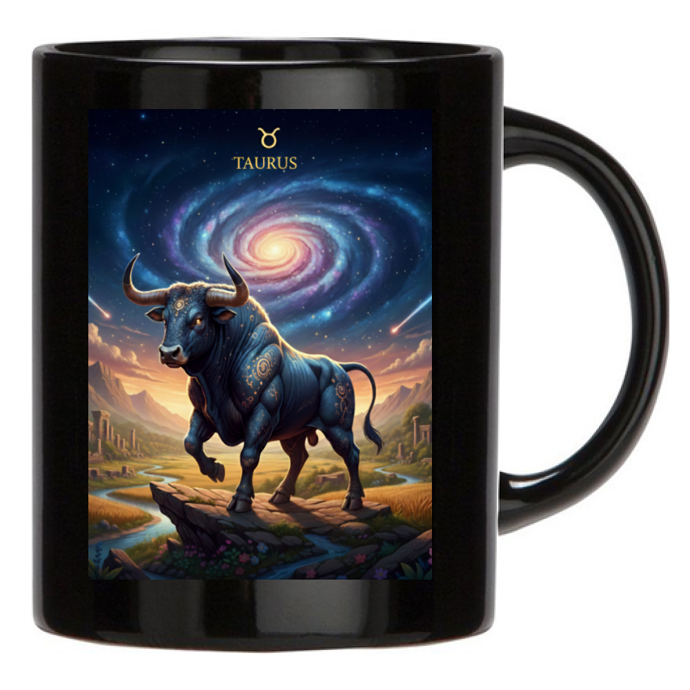 Tazza Mug Nera Personalizzata Toro- Idea Regalo Ceramica Colazione Caffè Latte