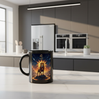 Tazza Mug Nera Personalizzata Leone - Idea Regalo Ceramica Colazione