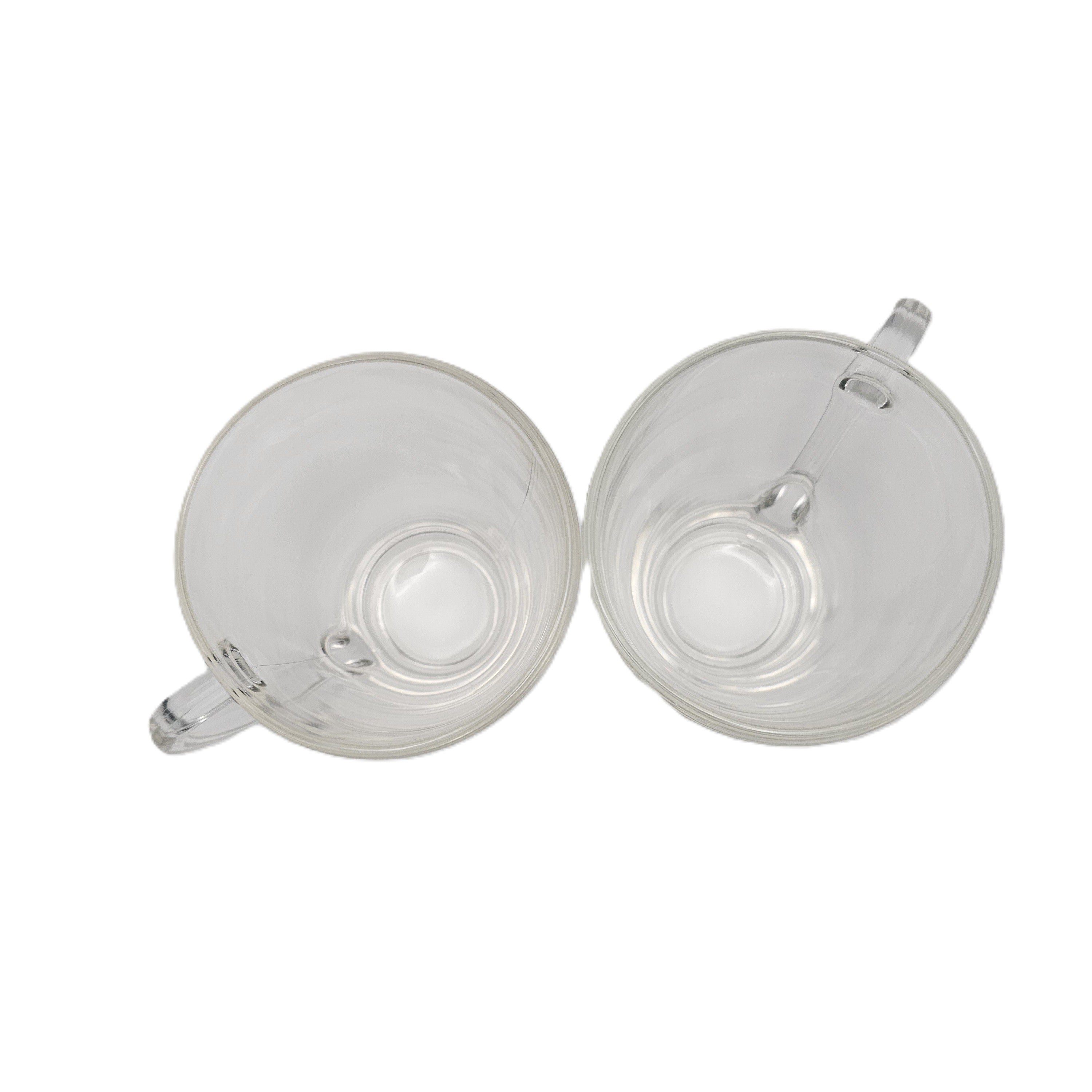 Set 2 Tazze in Vetro Trasparente per Tea, Cappuccino, Cioccolato Caldo - Design Moderno