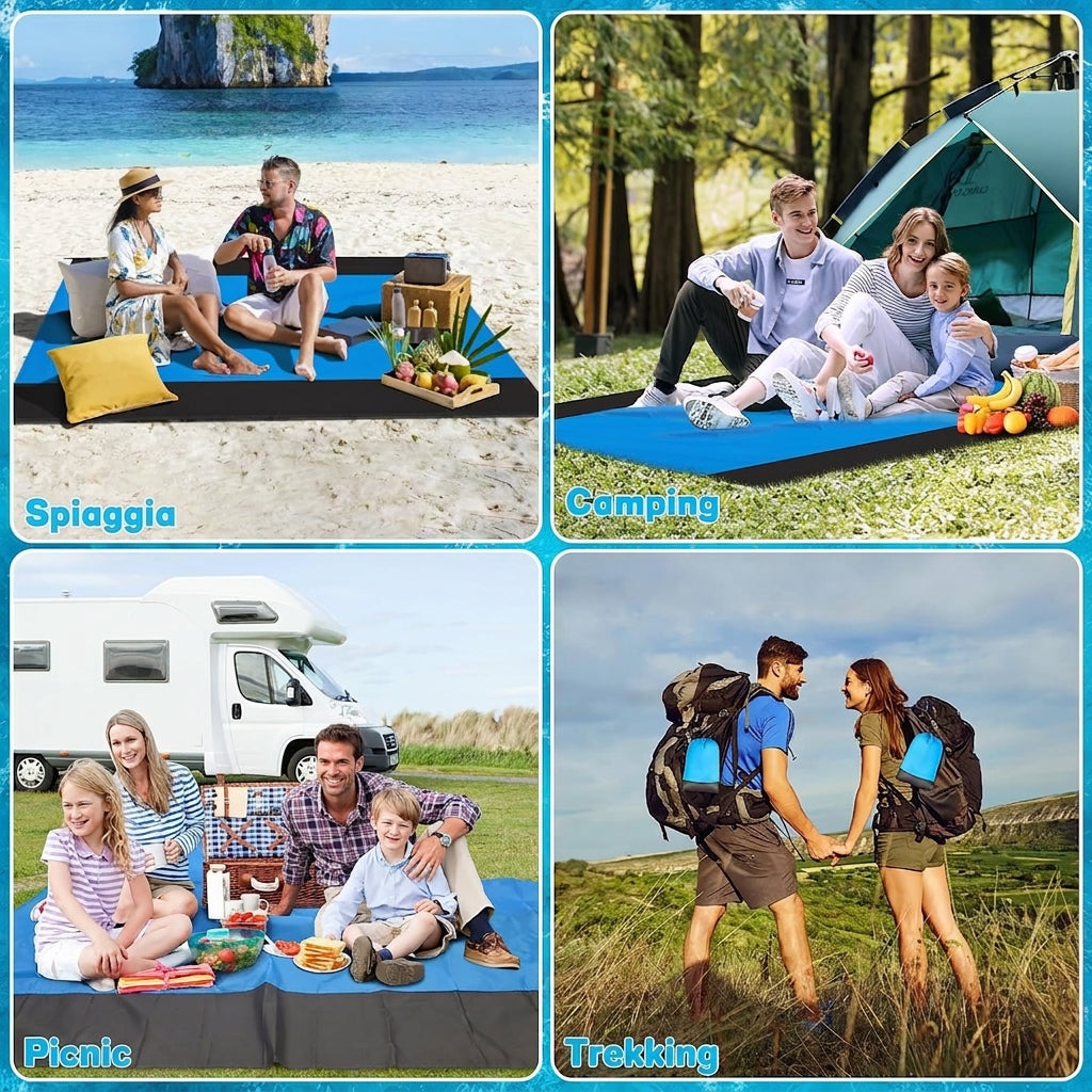 Coperta da Spiaggia Anti-Sabbia XXL 210x200 Telo Mare per Picnic e Campeggio