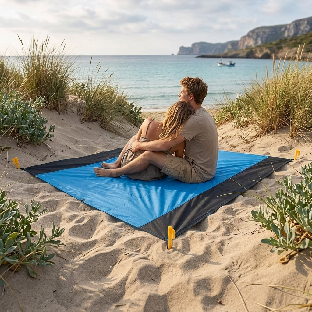 Coperta da Spiaggia Anti-Sabbia XXL 210x200 Telo Mare per Picnic e Campeggio