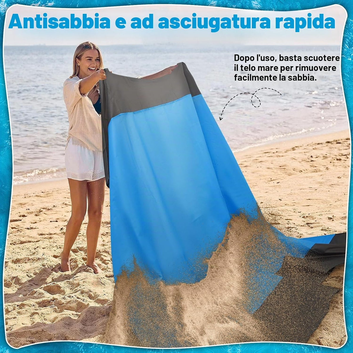 Coperta da Spiaggia Anti-Sabbia XXL 210x200 Telo Mare per Picnic e Campeggio