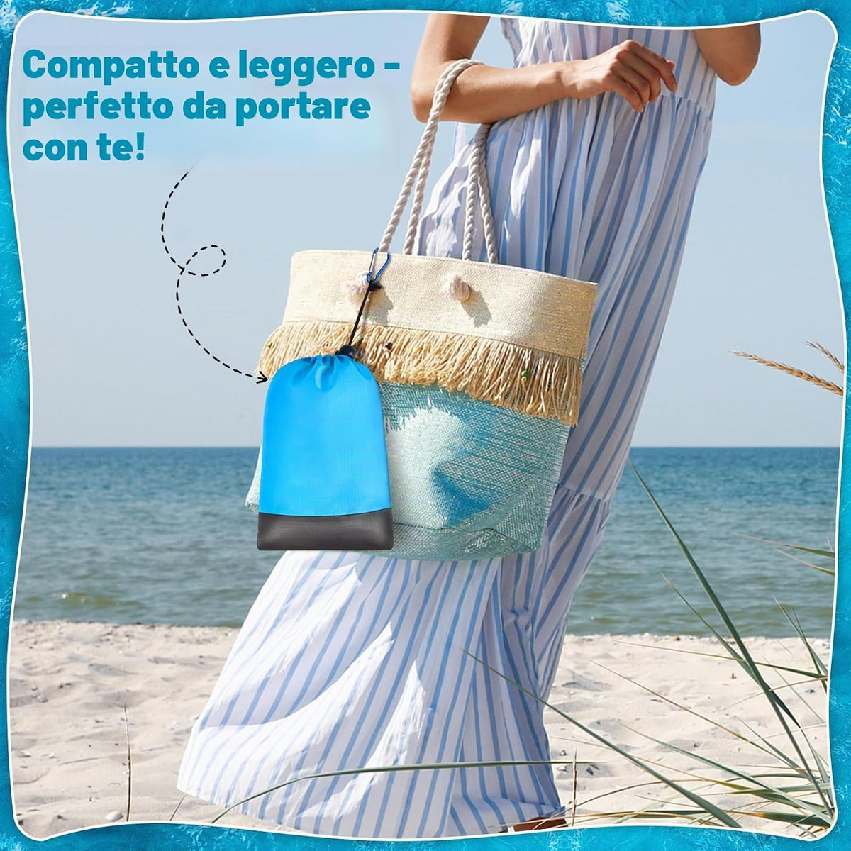 Coperta da Spiaggia Anti-Sabbia XXL 210x200 Telo Mare per Picnic e Campeggio