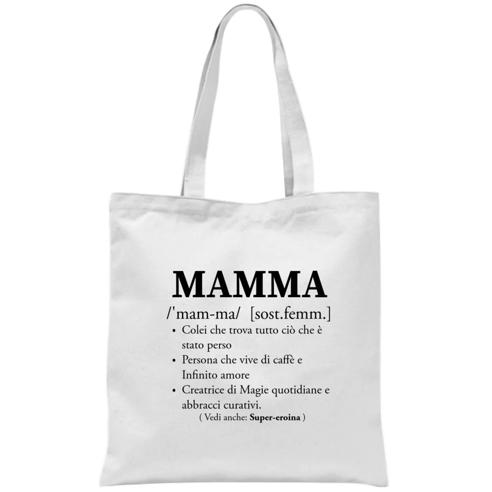 Tote Bag Mamma Definizione - Borsa Cotone 38x42cm Manici Lunghi -  Idea Regalo Originale