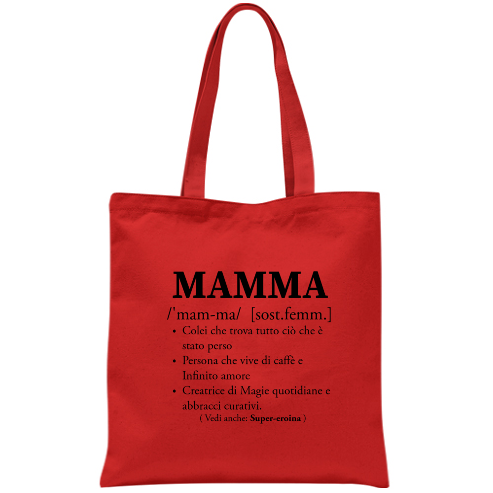 Tote Bag Mamma Definizione - Borsa Cotone 38x42cm Manici Lunghi -  Idea Regalo Originale