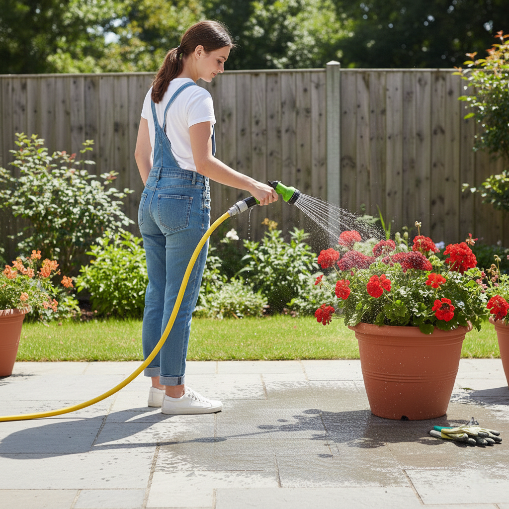 Kit di Giardinaggio con Tubo Rinforzato e Pistola di Irrigazione – 10m con Carrello di Stoccaggio