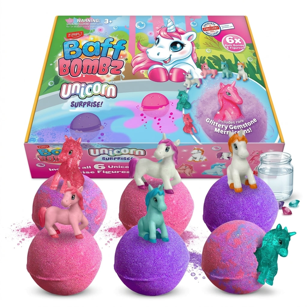 Set 6 Bombe da Bagno Frizzanti con Sorpresa Giocattolo per Bambini 6x100g