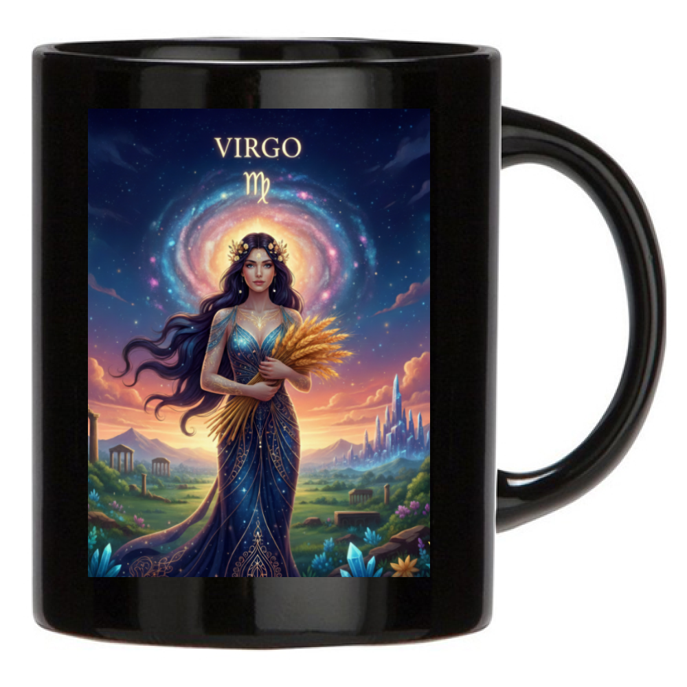 Tazza Mug Nera Personalizzata Vergine - Idea Regalo Ceramica Colazione, Latte Caffè