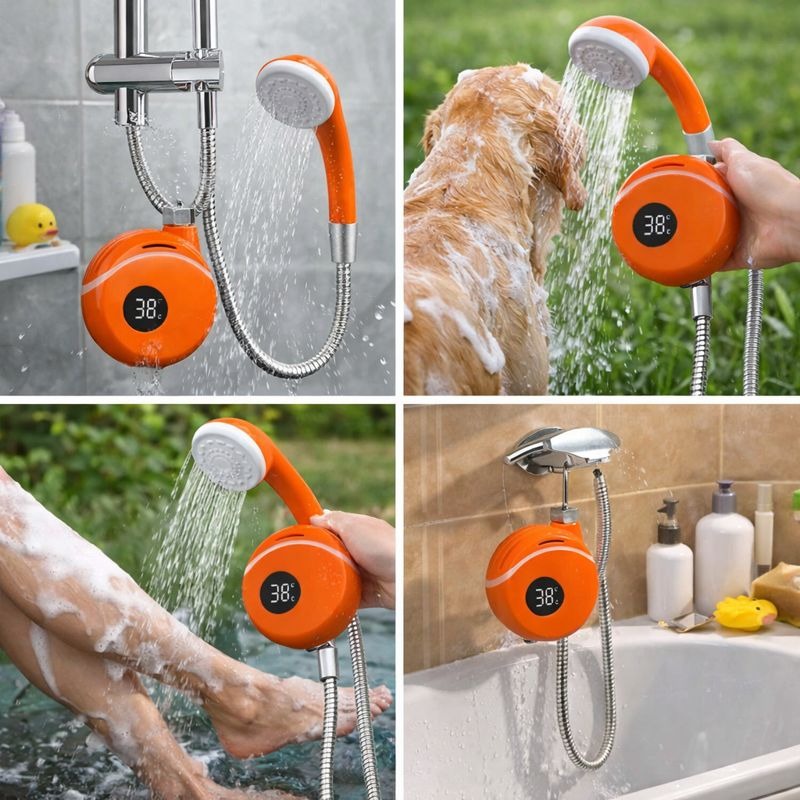 Doccia Portatile da Esterno con Pompa USB Ricaricabile - Ideale per Campeggio, Escursioni e Attività Outdoor